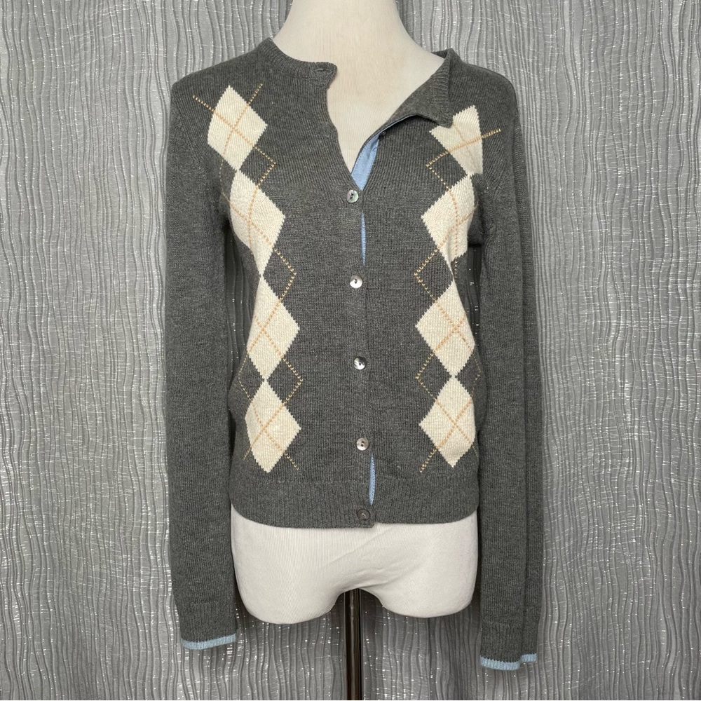Cabi Angora blend Argyle Cardigan